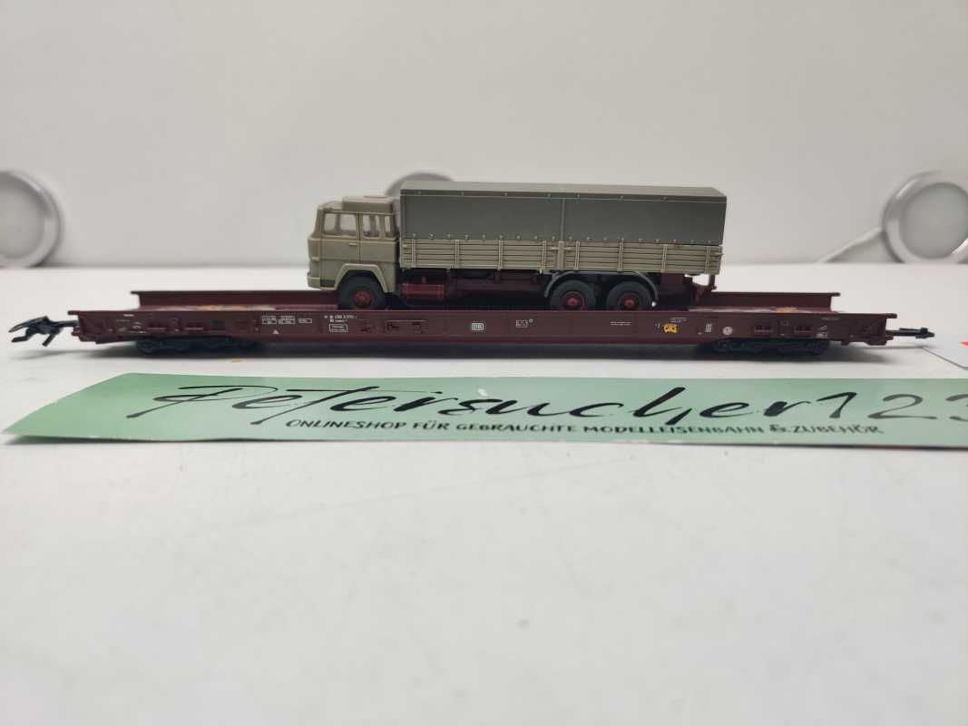 Märklin H0 AC 4740 Niederflurwagen "Rollende Landstr." / Saadkms 690 / DB / LKW Lang