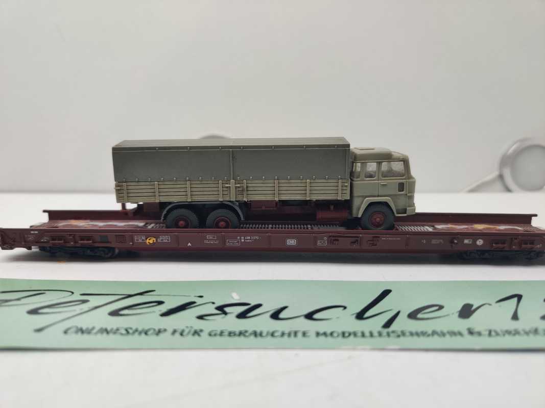 Märklin H0 AC 4740 Niederflurwagen "Rollende Landstr." / Saadkms 690 / DB / LKW Lang