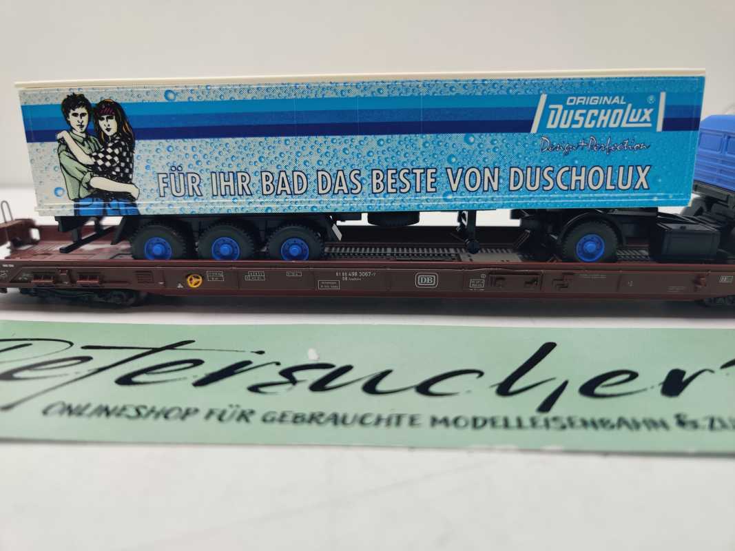 Märklin H0 AC 4740 Niederflurwagen "Rollende Landstr." / Saadkms 690 / DB / LKW
