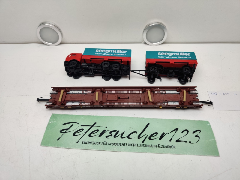 Märklin H0 AC 4740 / 498 3 055-2  "Rollende Landstr." / Saadkms 690 / DB / LKW SEEGMÜLLER