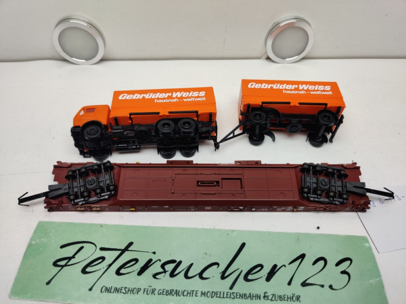 Märklin H0 AC 4740 / 498 3 153-5  "Rollende Landstr." / Saadkms 690 / DB / LKW Gebrüder Weiss