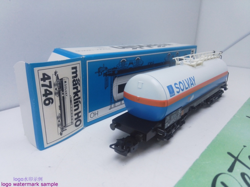 Märklin H0 AC 4746 Kesselwagen / Kessel blau-weiß / SOLVAY / OVP blau