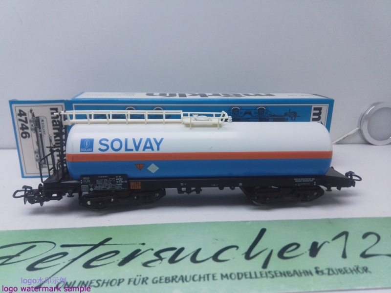 Märklin H0 AC 4746 Kesselwagen / Kessel blau-weiß / SOLVAY / OVP blau
