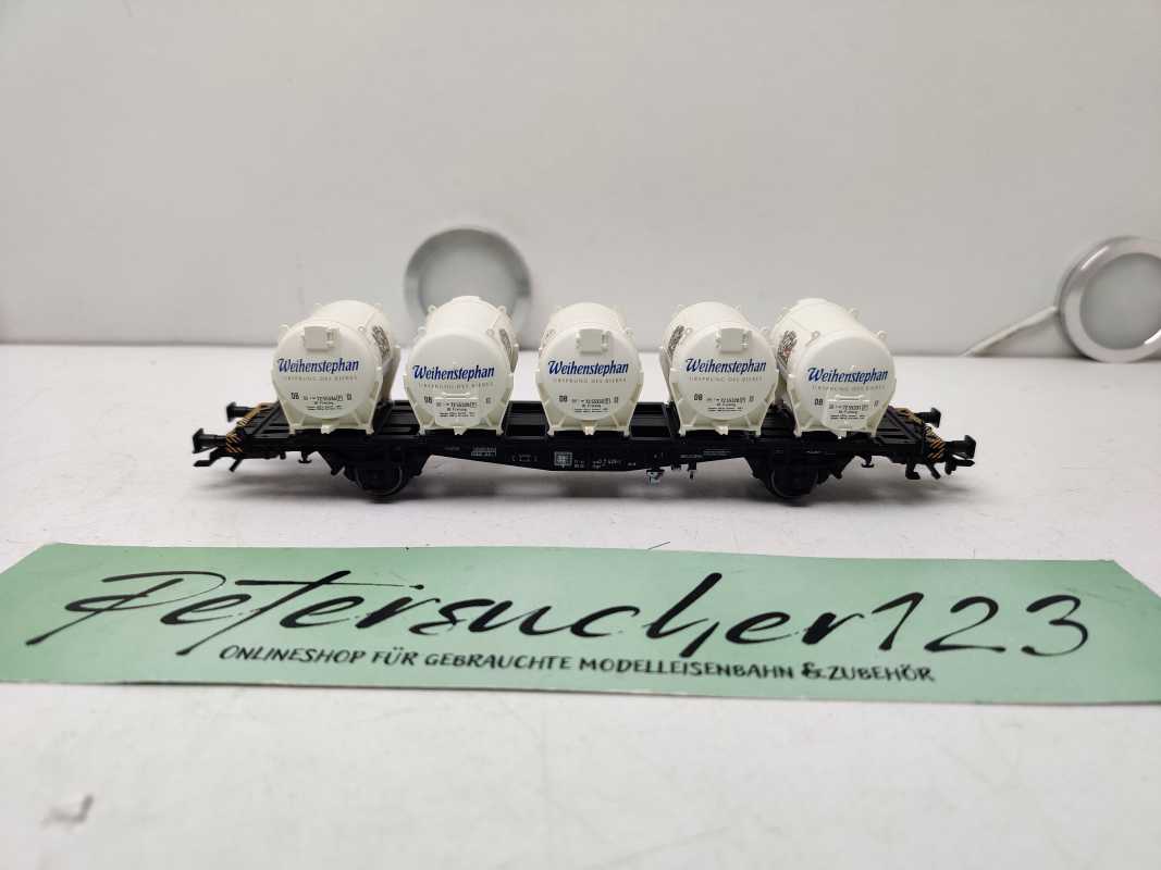 Märklin H0 AC 48535 / zweiachsiger Behälter-Tragwagen der Bauart Lbgjs 598 / Weinstephan / DB