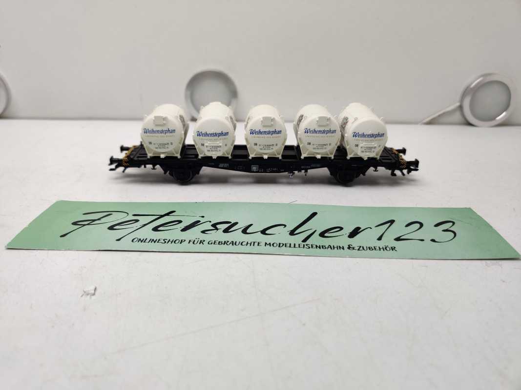 Märklin H0 AC 48535 / zweiachsiger Behälter-Tragwagen der Bauart Lbgjs 598 / Weinstephan / DB