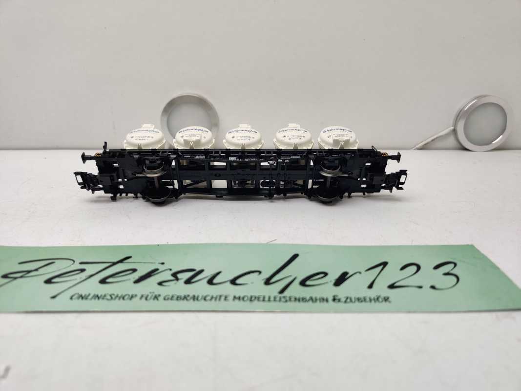 Märklin H0 AC 48535 / zweiachsiger Behälter-Tragwagen der Bauart Lbgjs 598 / Weinstephan / DB