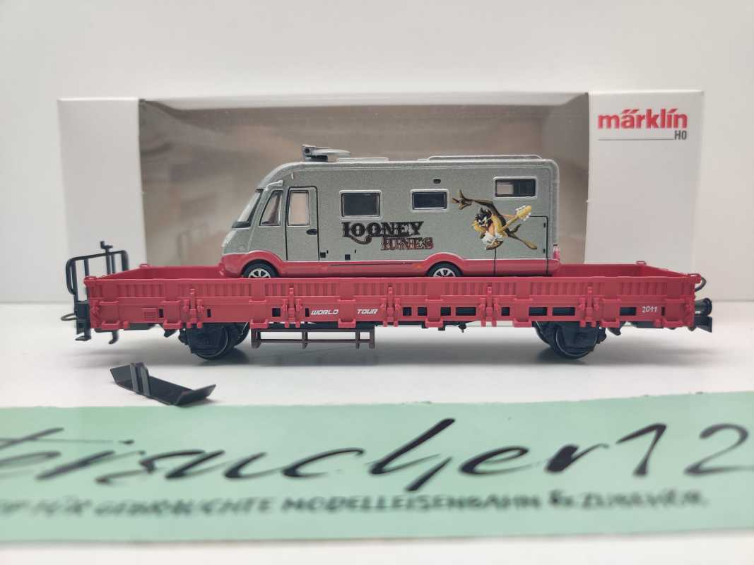 Märklin H0 AC 48611 1.FCM JW'11 "Looney Tunes" Niederbordwg + Wohnmobil / OVP weiß