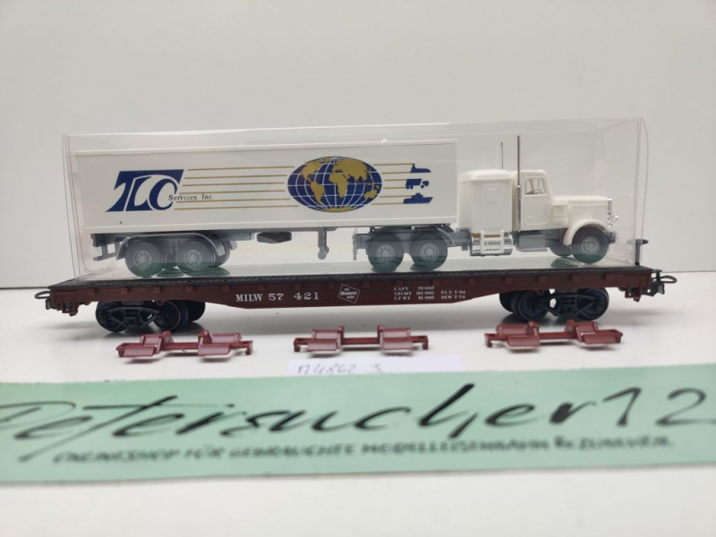 Märklin H0 AC 4862-3 US Flat Car & 1 US Truck aus Set / MILW