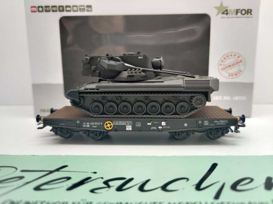 Märklin H0 48716 4MFOR Panzertransport "Cheetah" Slmmp / NEM / SNCB, NMBS / OVP