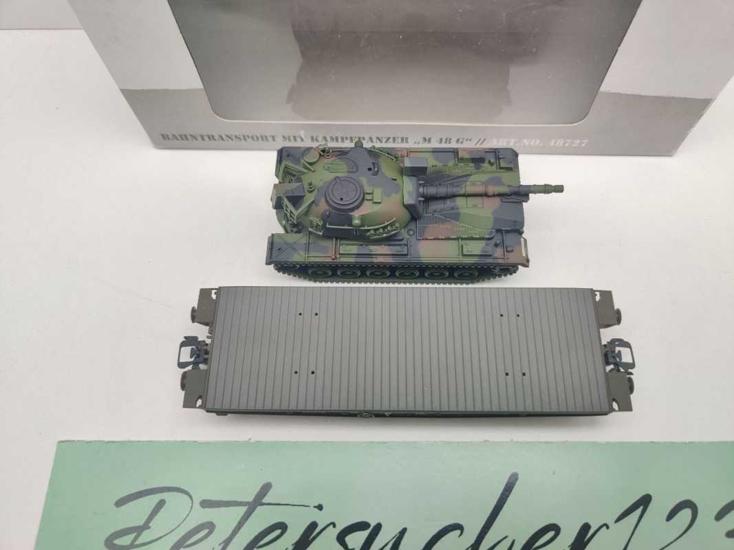 Märklin H0 48727 4MFOR Bahntransport "Kampfpanzer m48G" Rlmmps651 / NEM / BW, DB / OVP