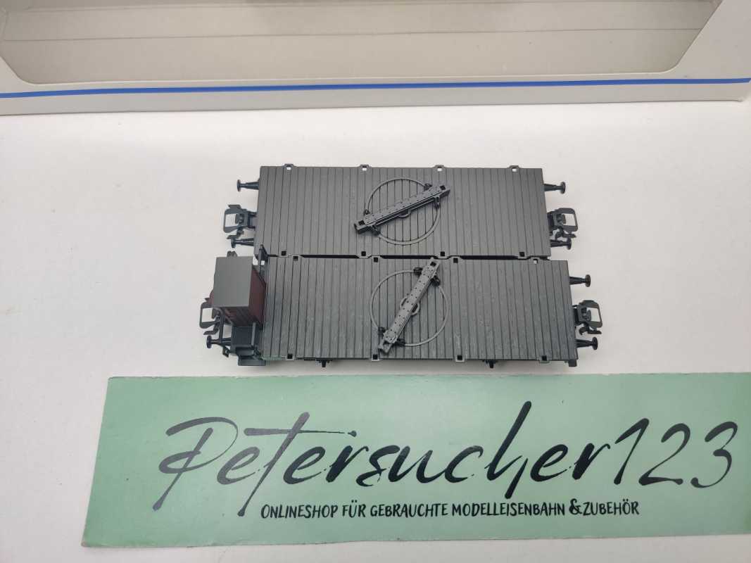 Märklin H0 AC 48840 Drehschemel-Wagenpaar mit Holz / NEM / DRG / OVP weiß