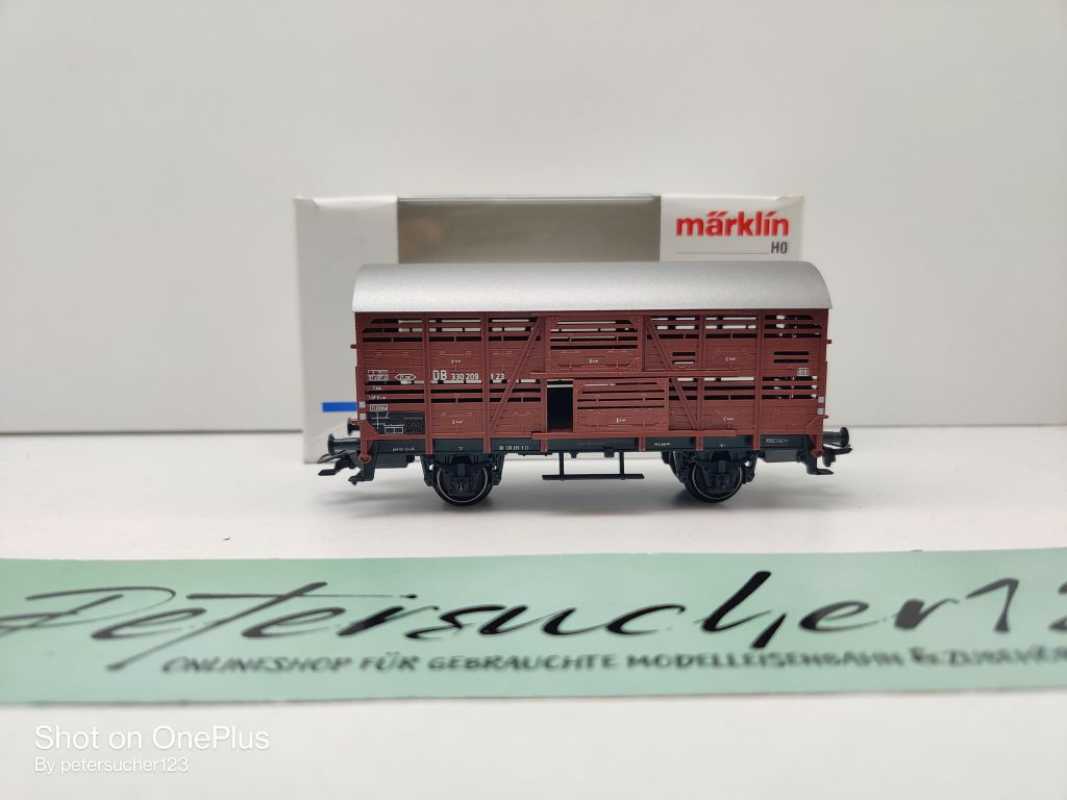 Märklin H0 AC 48881 Viehtransportwagen + Tiere V23 / NEM / DB / OVP