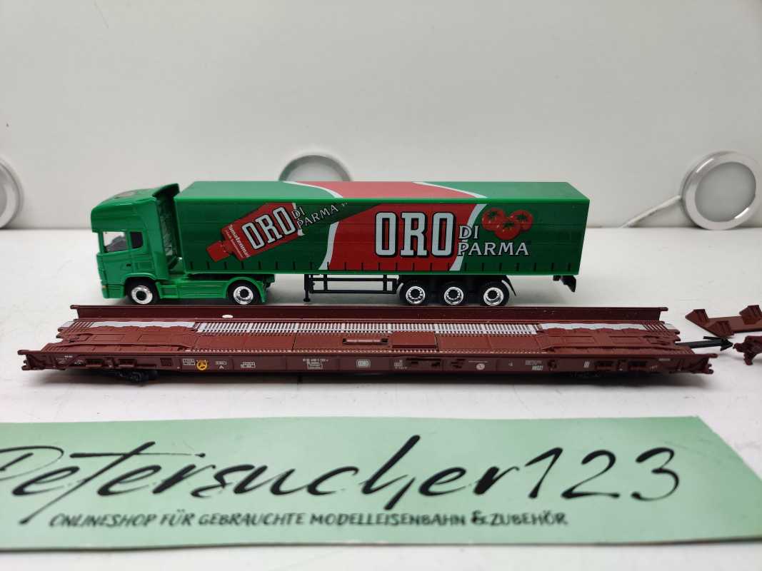 Märklin H0 AC 498 3 182-4 / rollende Landstraße / LKW ORO / NEM / DB