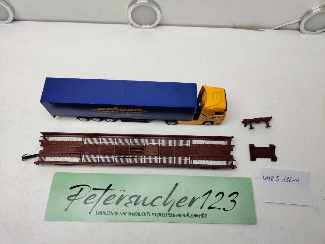 Märklin H0 AC 498 3 182-4 / rollende Landstraße / LKW SCHUON / NEM / DB