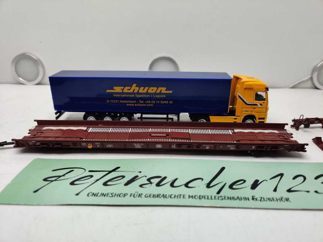 Märklin H0 AC 498 3 182-4 / rollende Landstraße / LKW SCHUON / NEM / DB