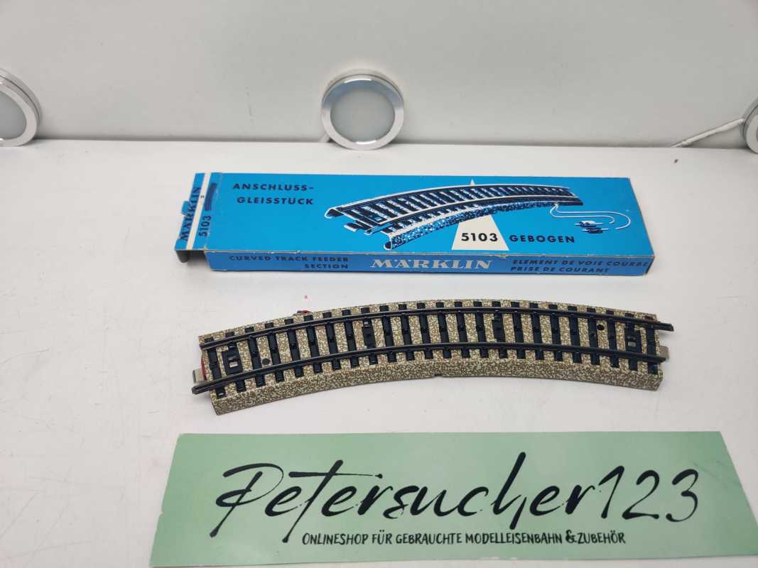 Märklin H0 AC 5103 Anschlussgleisstück / gebogen (mit 2 Anschlusskabeln) / OVP