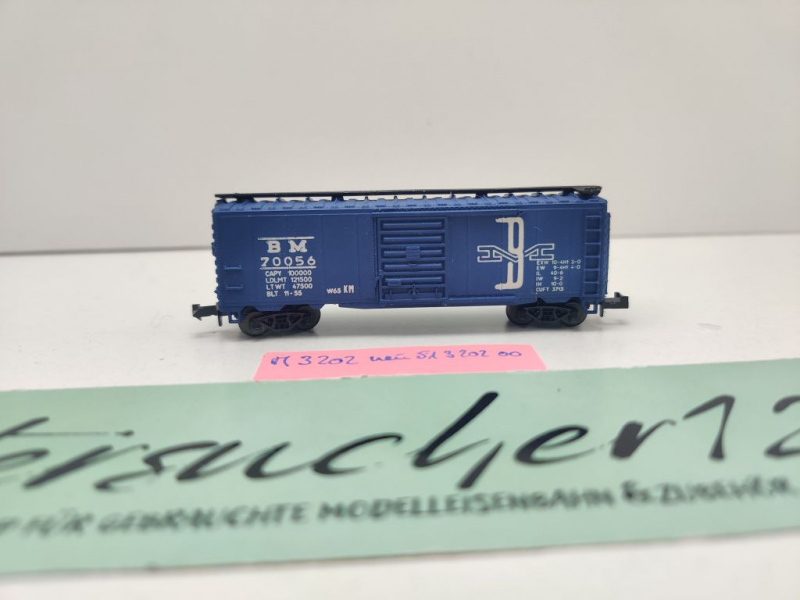 Minitrix N DC 51 3202 00 40' ged. Güterwagen Holzwände "BM" / B&M