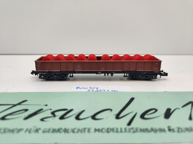 Minitrix N DC 51 3521 00 Hochbordwagen Ladung Fässer / OO48 / DB