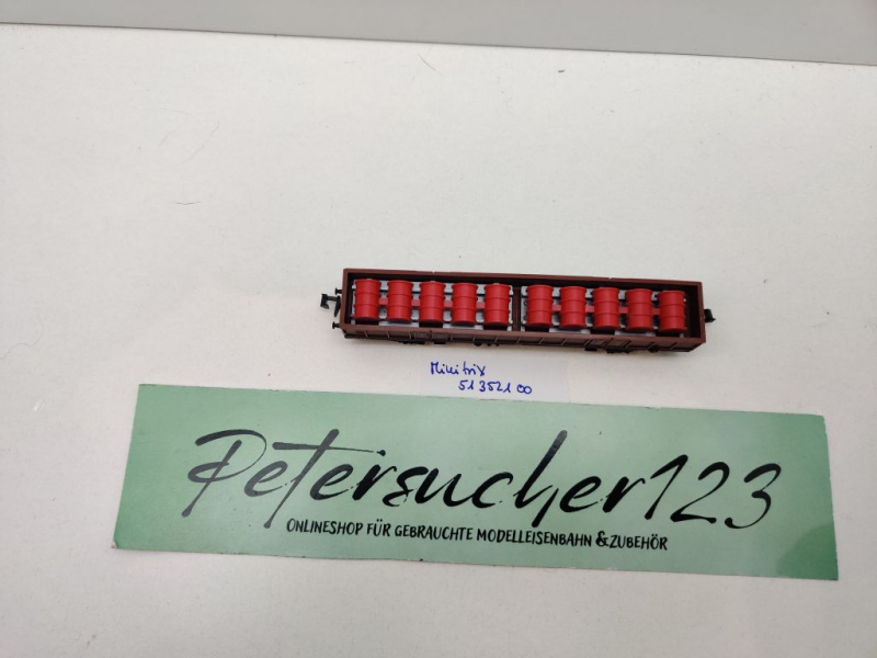 Minitrix N DC 51 3521 00 Hochbordwagen Ladung Fässer / OO48 / DB