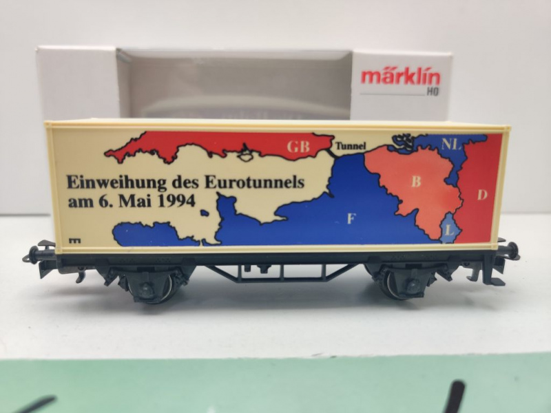 Märklin H0 AC 8 4580 Containertragwagen "Eurotunnel Eröffnung" SoMo'94 / OVP weiß