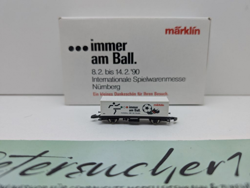 Märklin Z DC 8617 Containerwagen "...immer am Ball" / Messe NBG '90 / OVP