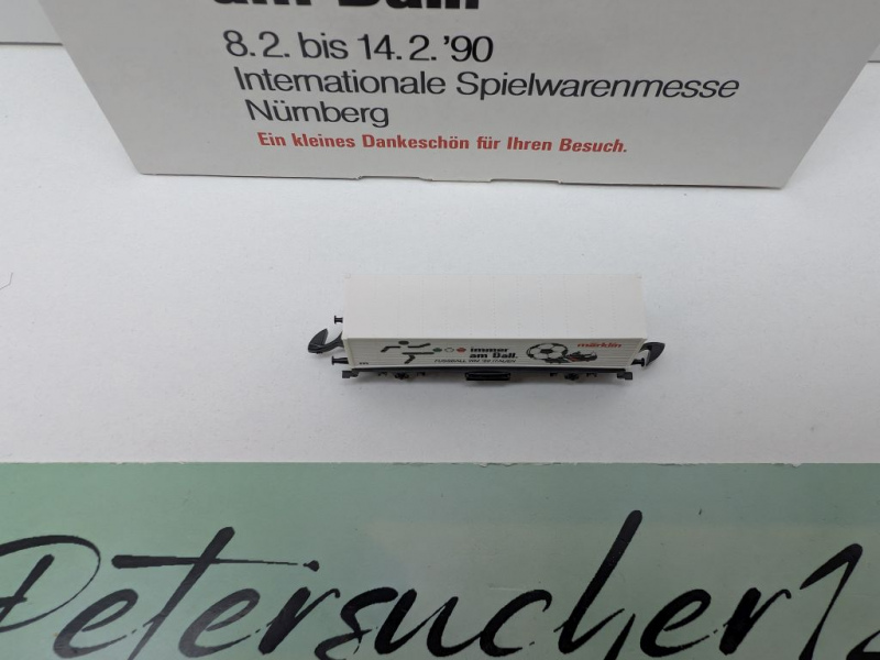 Märklin Z DC 8617 Containerwagen "...immer am Ball" / Messe NBG '90 / OVP