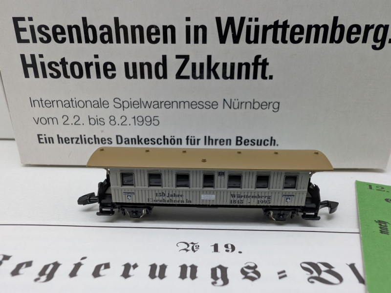 Märklin Z DC 8700.1995.01 Personenwagen "150 J Eisenb. Württ." / Messe NBG '95 / OVP
