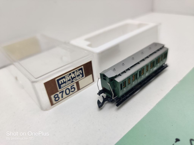 Märklin Z DC 8705 D-Zug Abteilwagen m Brmshs / 2.Kl. / B3pr03 / DB / OVP