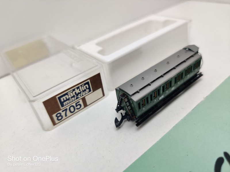 Märklin Z DC 8705 D-Zug Abteilwagen m Brmshs / 2.Kl. / B3pr03 / DB / OVP