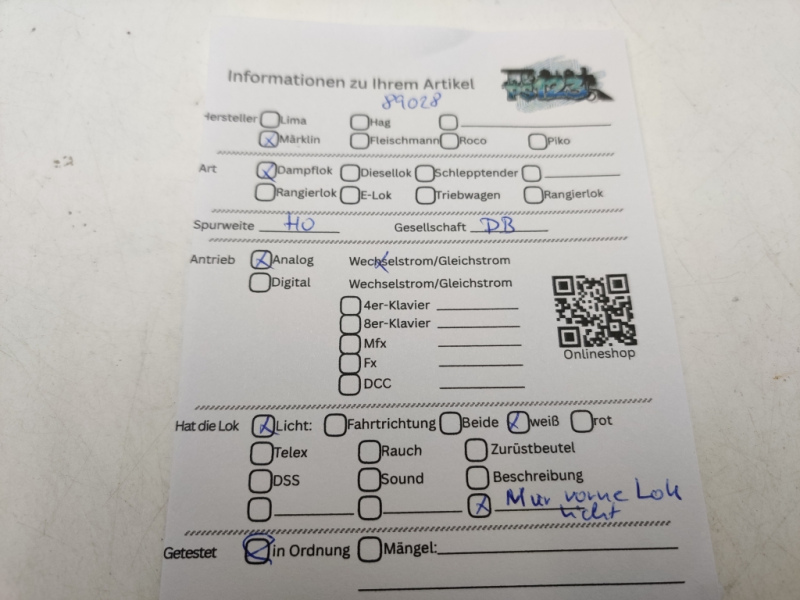 Märklin H0 AC  BR89 028  Dampflok  / DB / Analog / Schwarz