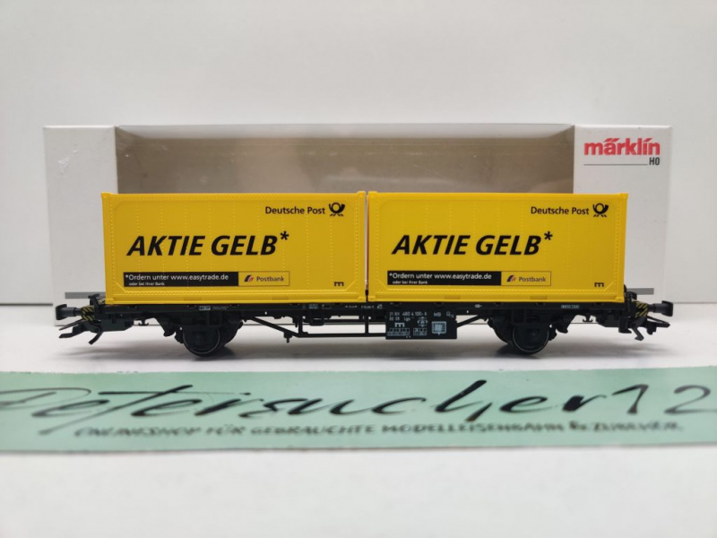 Märklin H0 AC 94084 Containertragwg "Aktie gelb" Lgjs573 PMS63-02 / NEM / DB / OVP