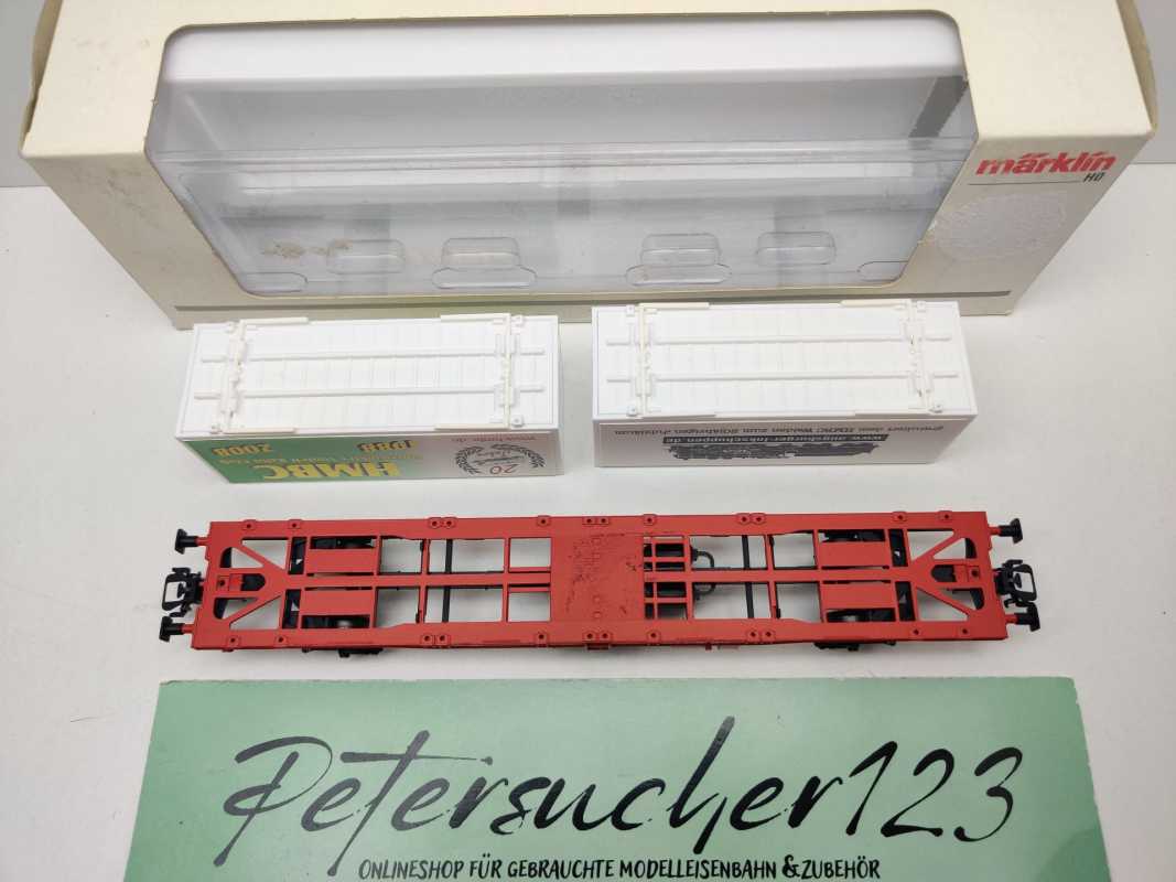 Märklin H0 AC 94191 Basis Containertragwagen Lgns570 + "20 J HMBC" NEM DB EVP