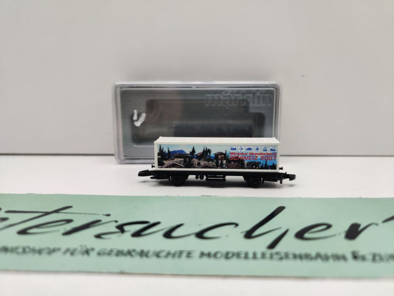 Märklin Z DC 98079 Containerwagen "MiniaturWunderl. Schweiz" Werbewagen 2007 / OVP