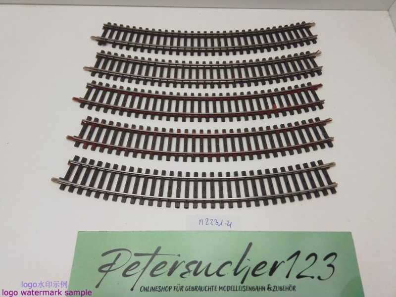 Märklin H0 AC 2231 5x gebogenes K-Gleis / R 424,6 / 30° = 1/1  / Kleber, Farbe, Rost