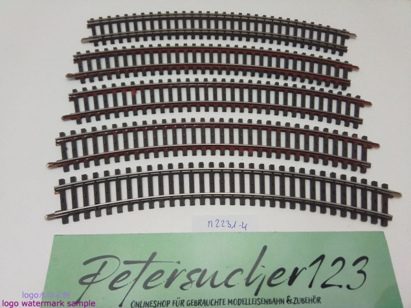 Märklin H0 AC 2231 5x gebogenes K-Gleis / R 424,6 / 30° = 1/1  / Kleber, Farbe, Rost
