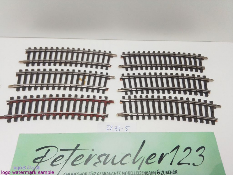 Märklin H0 AC 2233 6x gebogenes K-Gleis / R 424,6 / 15° = 1/2  / Kleber, Farbe, Rost