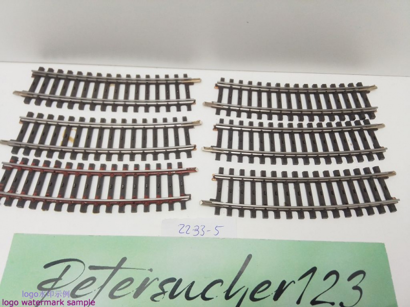 Märklin H0 AC 2233 6x gebogenes K-Gleis / R 424,6 / 15° = 1/2  / Kleber, Farbe, Rost