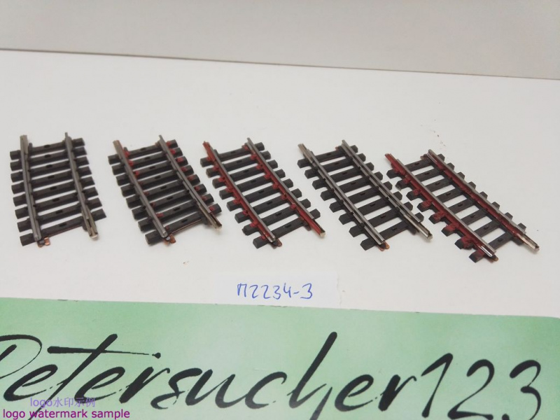Märklin H0 AC 2234 5x gebogenes K-Gleis / R 424,6 / 7° 30'= 1/4 / Kleber, Farbe, Rost