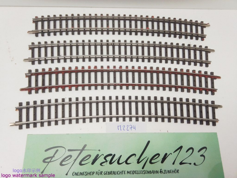 Märklin H0 AC 2274 4x gebogenes K-Gleis / 14° 26' / Kleber, Farbe