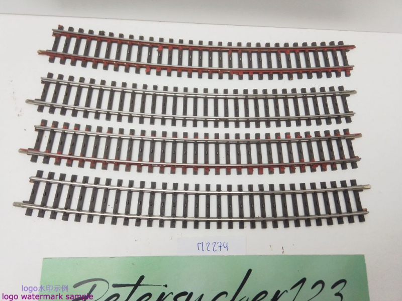 Märklin H0 AC 2274 4x gebogenes K-Gleis / 14° 26' / Kleber, Farbe