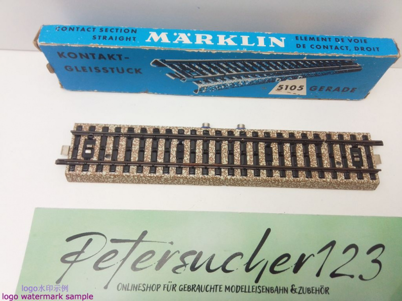 MÄRKLIN H0 AC 1 x 5105 gerades Kontaktgleis M-Gleis / 180 mm = 1/1 / OVP
