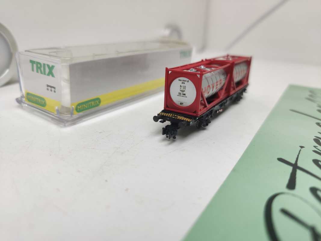 Mini Trix N DC 15289-05 / Einheitstaschenwagen / Sdgkms 707 / DB AG / Tankcontainern „VOTG TANKTAINER“ / OVP