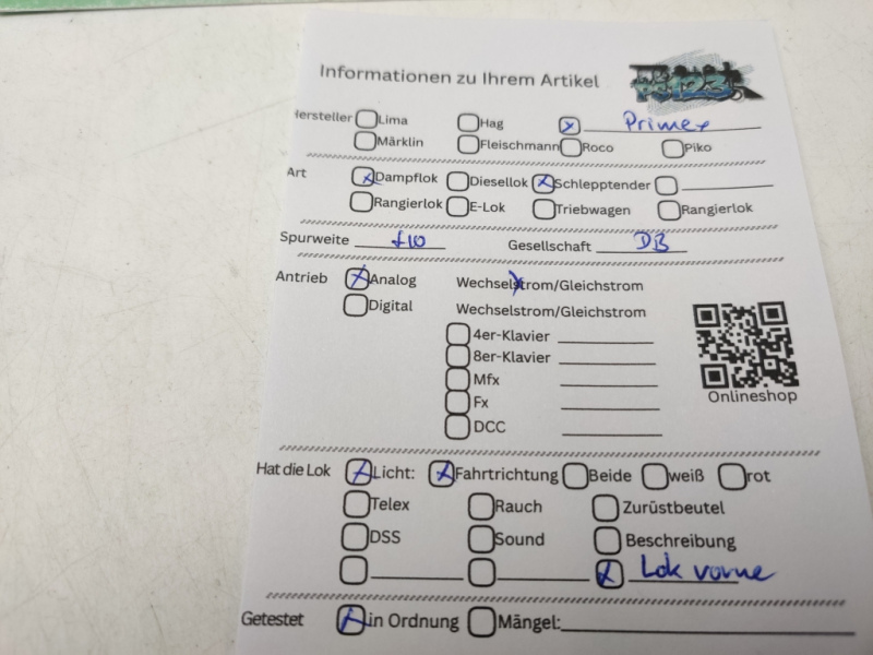 Primex  H0 AC3191  / BR23 105 Dampflok Schlepptender / DB / Analog / OVP