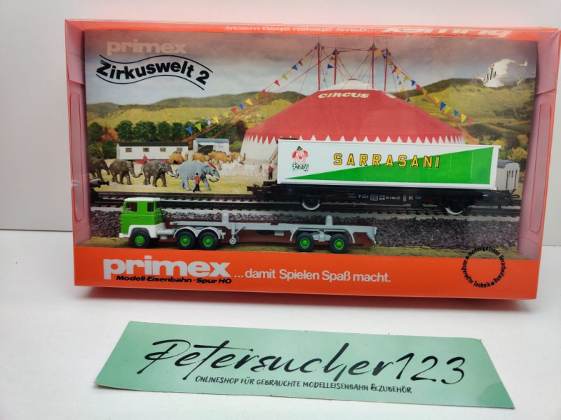 Primex H0 AC 4585 Zirkuswelt2 "Sarrasani" Containerwagen + LKW / OVP ungeöffnet