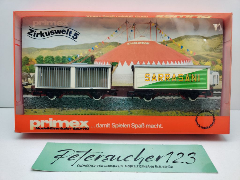 Primex H0 AC 4590 Zirkuswelt 5 "Sarrasani" 2x ged Güterwagen / OVP ungeöffnet