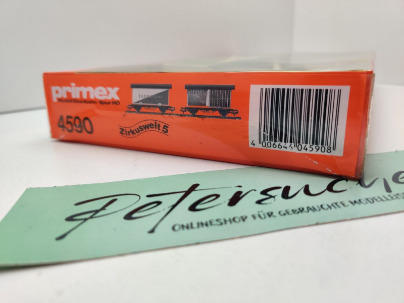 Primex H0 AC 4590 Zirkuswelt 5 "Sarrasani" 2x ged Güterwagen / OVP ungeöffnet