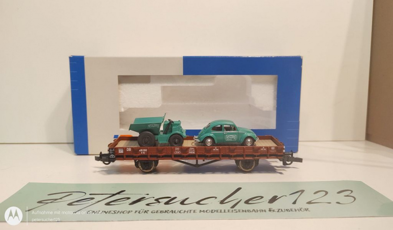 Roco H0 AC 44795 Rungenwagen mit Ladung / Käfer und Muldenkipper / K / DB / OVP
