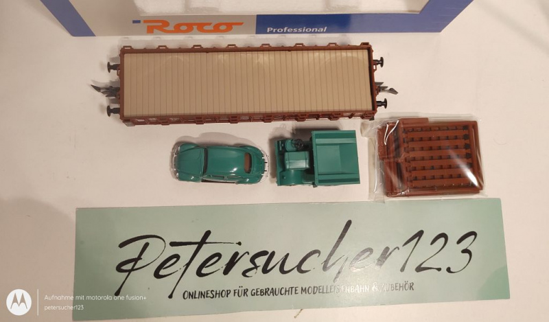 Roco H0 AC 44795 Rungenwagen mit Ladung / Käfer und Muldenkipper / K / DB / OVP