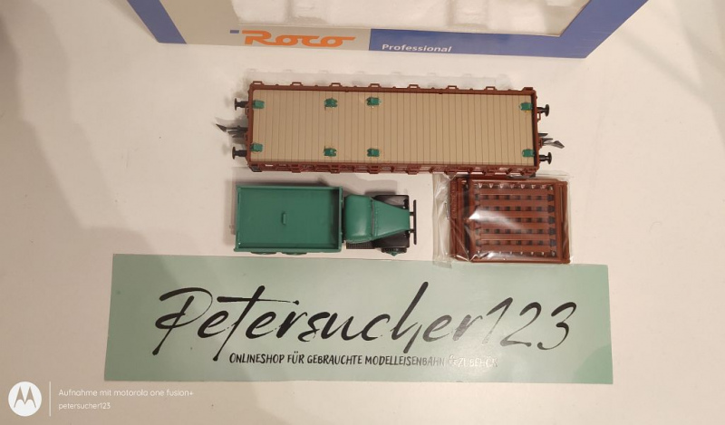 Roco H0 AC 44796 Rungenwagen mit Ladung / Raupe / K / DB / OVP