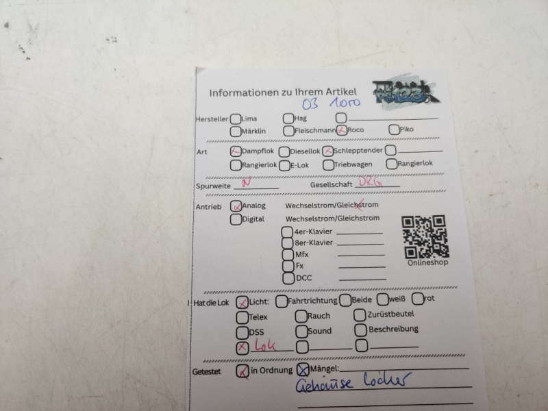 Roco N DC 02103 A / BR03 1050 Dampflok Schlepptender / DRG / Schwarz / Analog